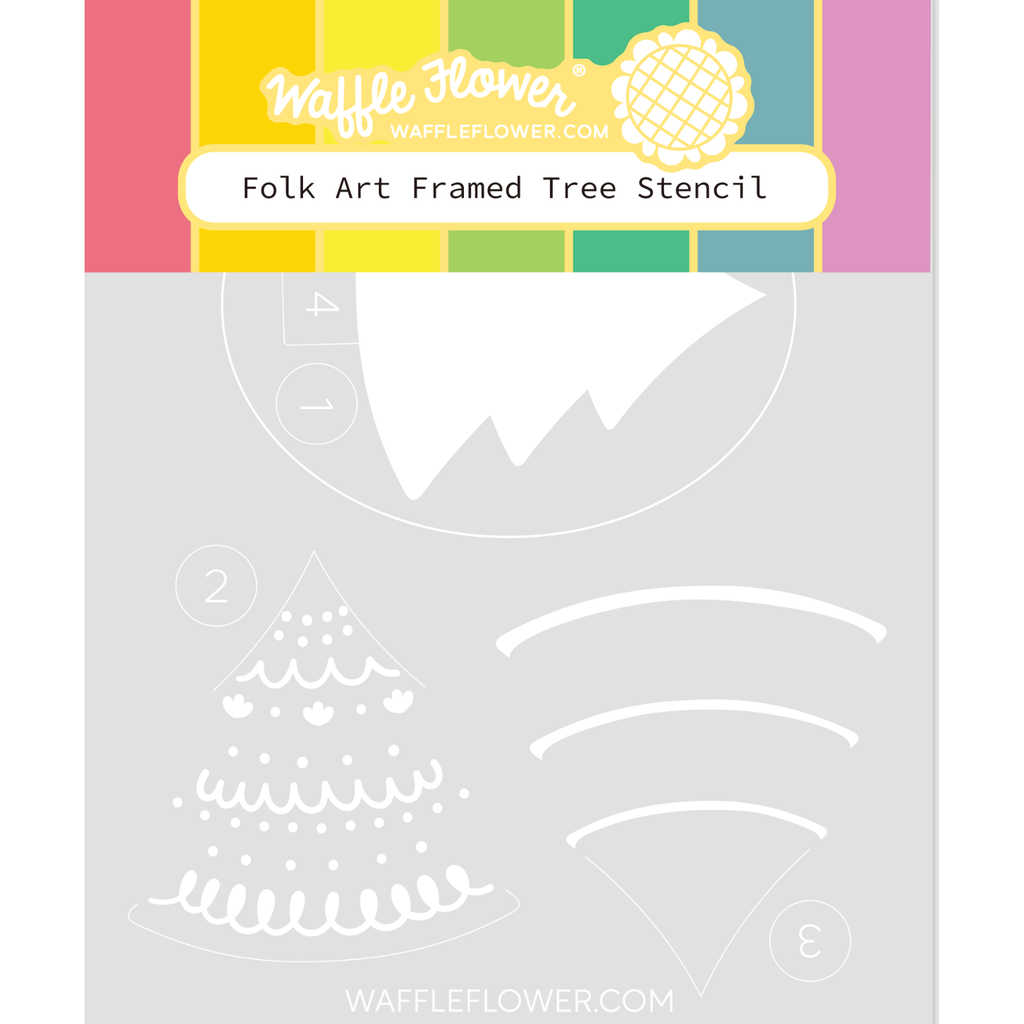 Waffle Flower Folk Art Framed Tree Stencil 421447