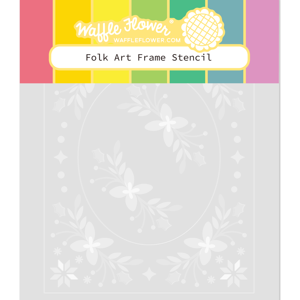 Waffle Flower Folk Art Frame Stencil 421443