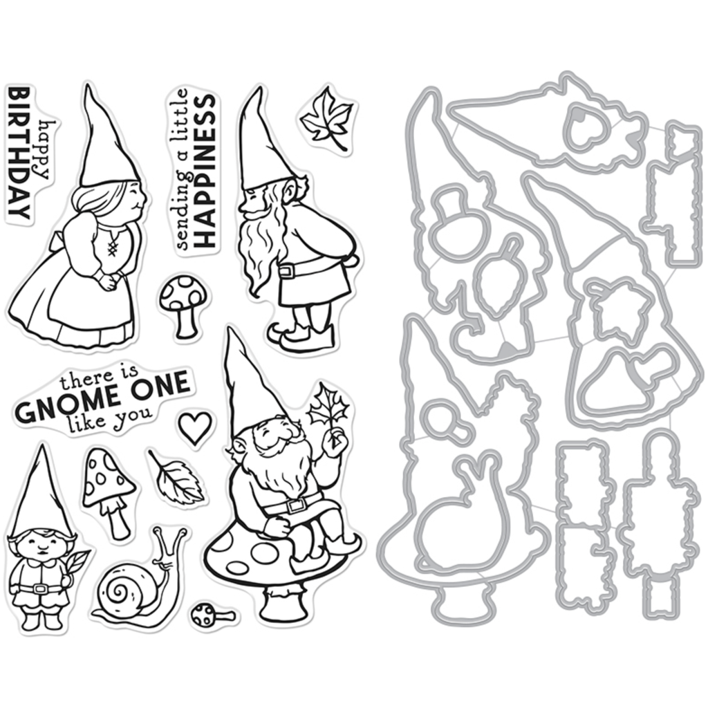 Hero Arts Happy Gnomes Clear Stamp and Die Set sb382