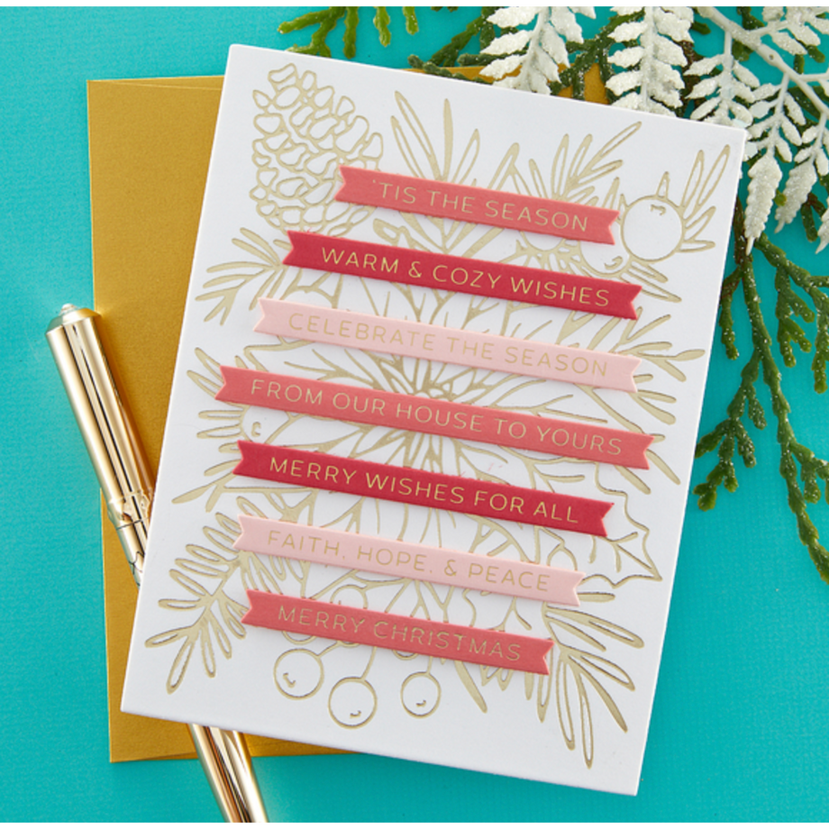 bp-049 Spellbinders Merry and Bright Sentiment Strips Press Plate