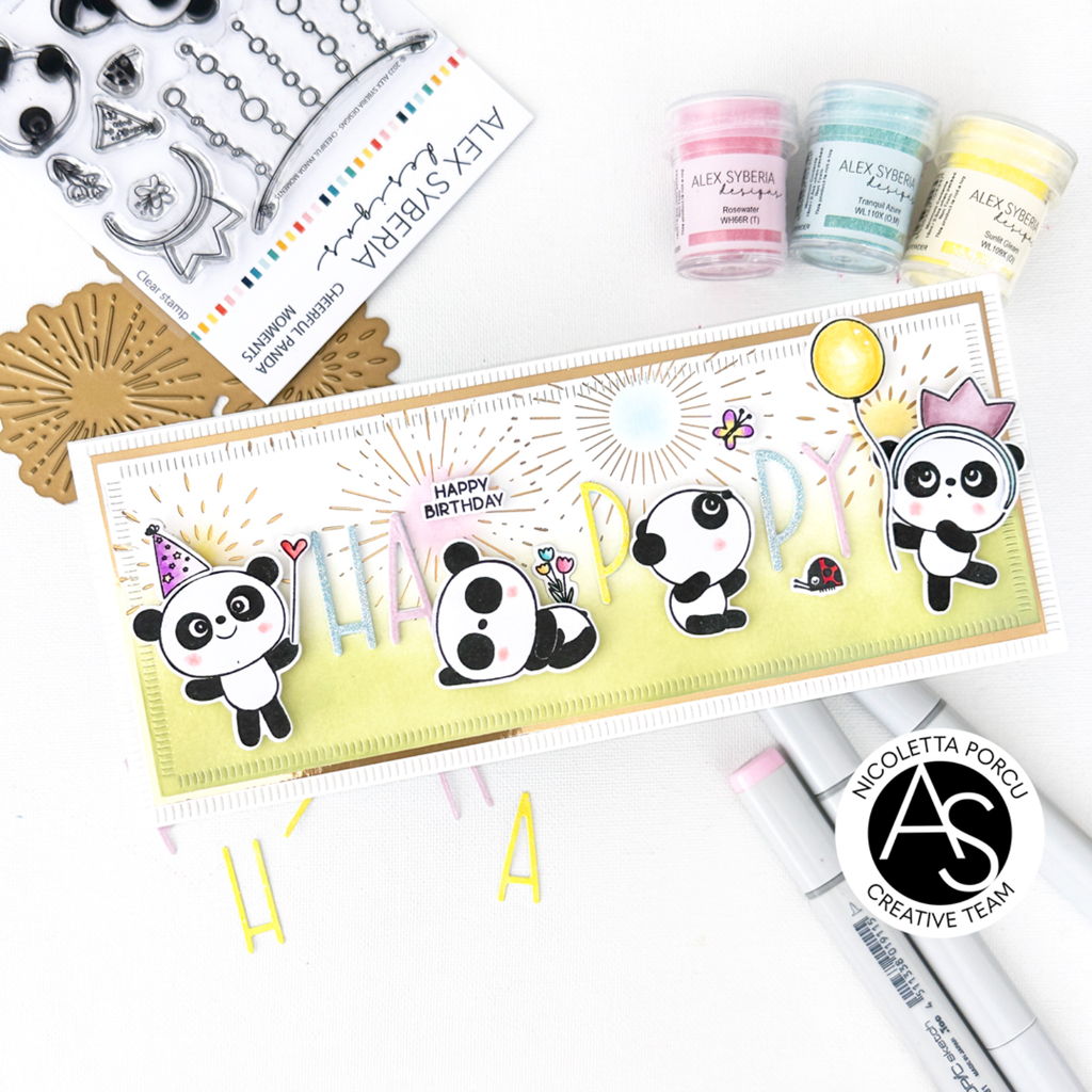 Alex Syberia Designs Cheerful Panda Moments Clear Stamp Set asd-sta-114 birthday