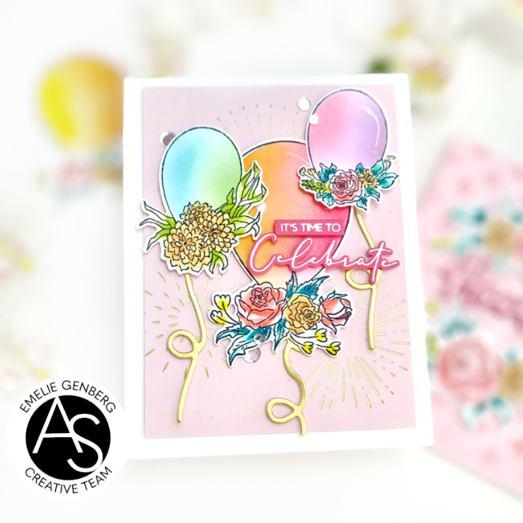 Alex Syberia Designs Floral Balloon Extravaganza Clear Stamp Set asd-sta-102 floral