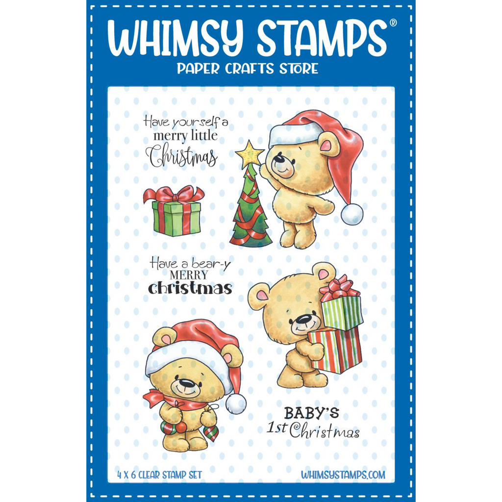 Whimsy Stamps Teddy Bear Christmas Eve Clear Stamps c1425