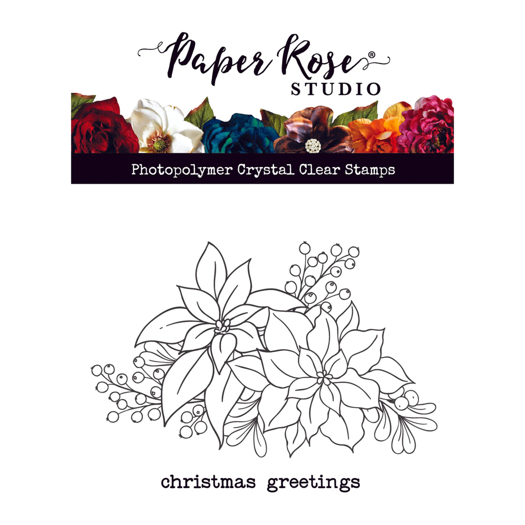 Paper Rose Poinsettia Bouquet Clear Stamps 30306