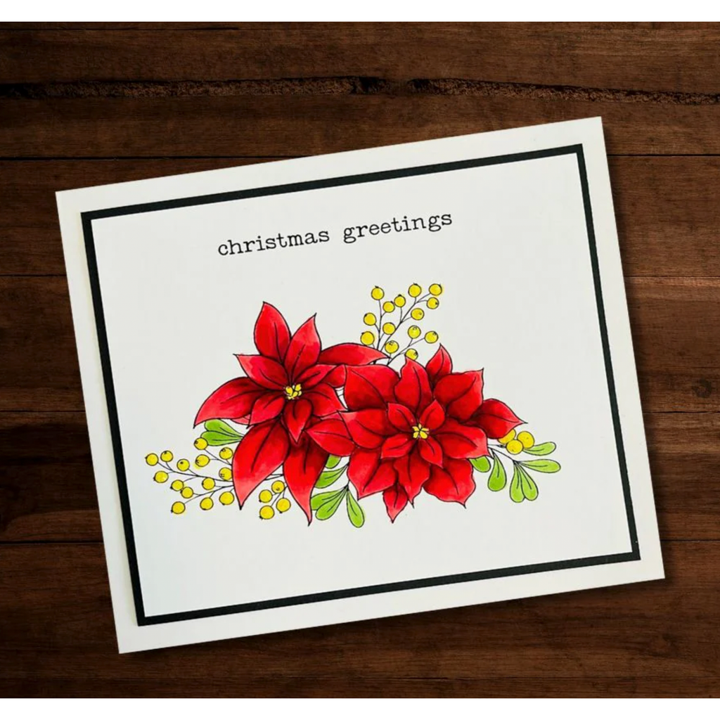 Paper Rose Poinsettia Bouquet Clear Stamps 30306 greetings