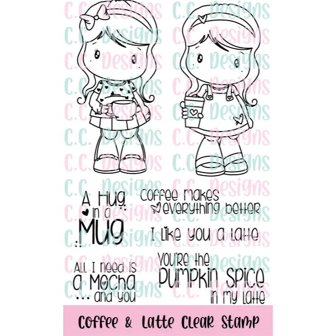 C.C. Designs Coffee and Latte Swissie Clear Stamp Set ccd-0336