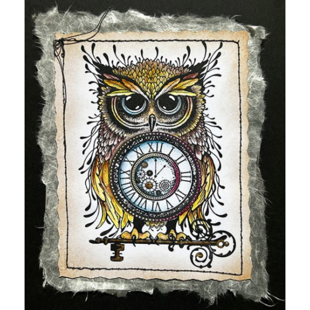 Lavinia Stamps Key Large Clear Stamp lav807 owl clock