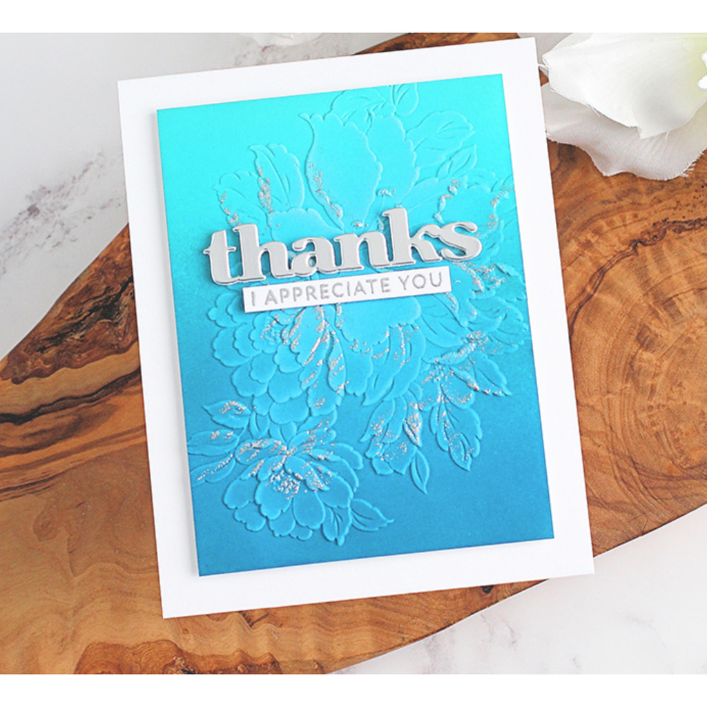 Altenew Bold Bouquet 3D Embossing Folder alt7686 thanks | color-code:ALT02