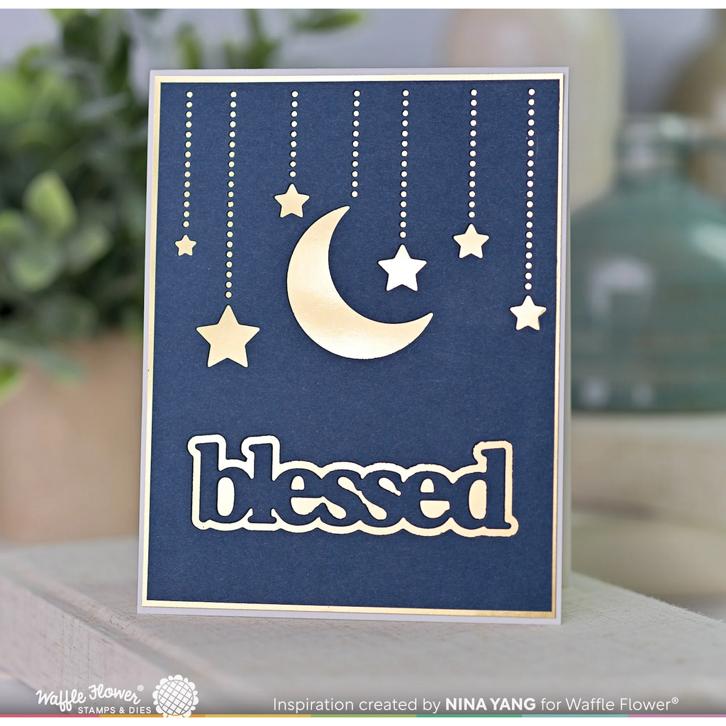 Waffle Flower Blessed Print Die 421554 moon