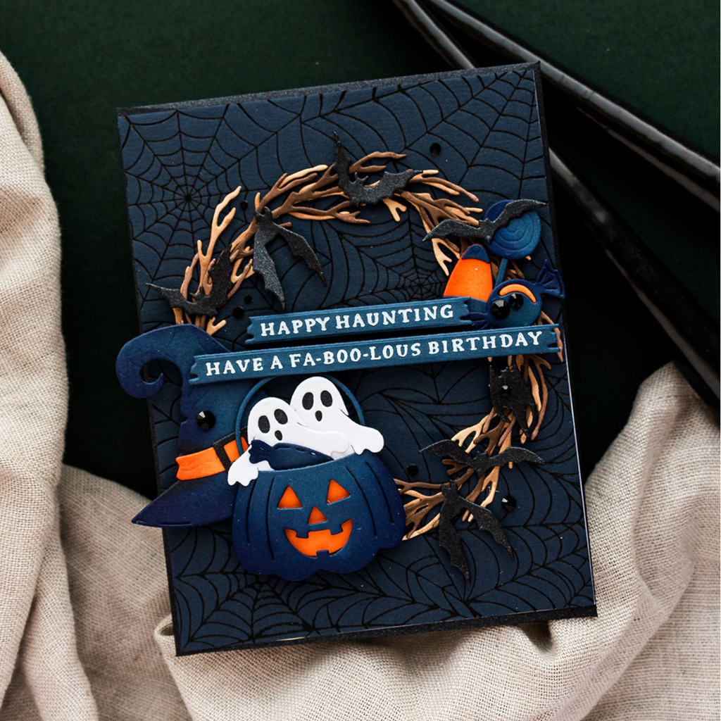 BP-080 Spellbinders Spider Web Background Press Plate Happy Haunting | color-code:ALT02