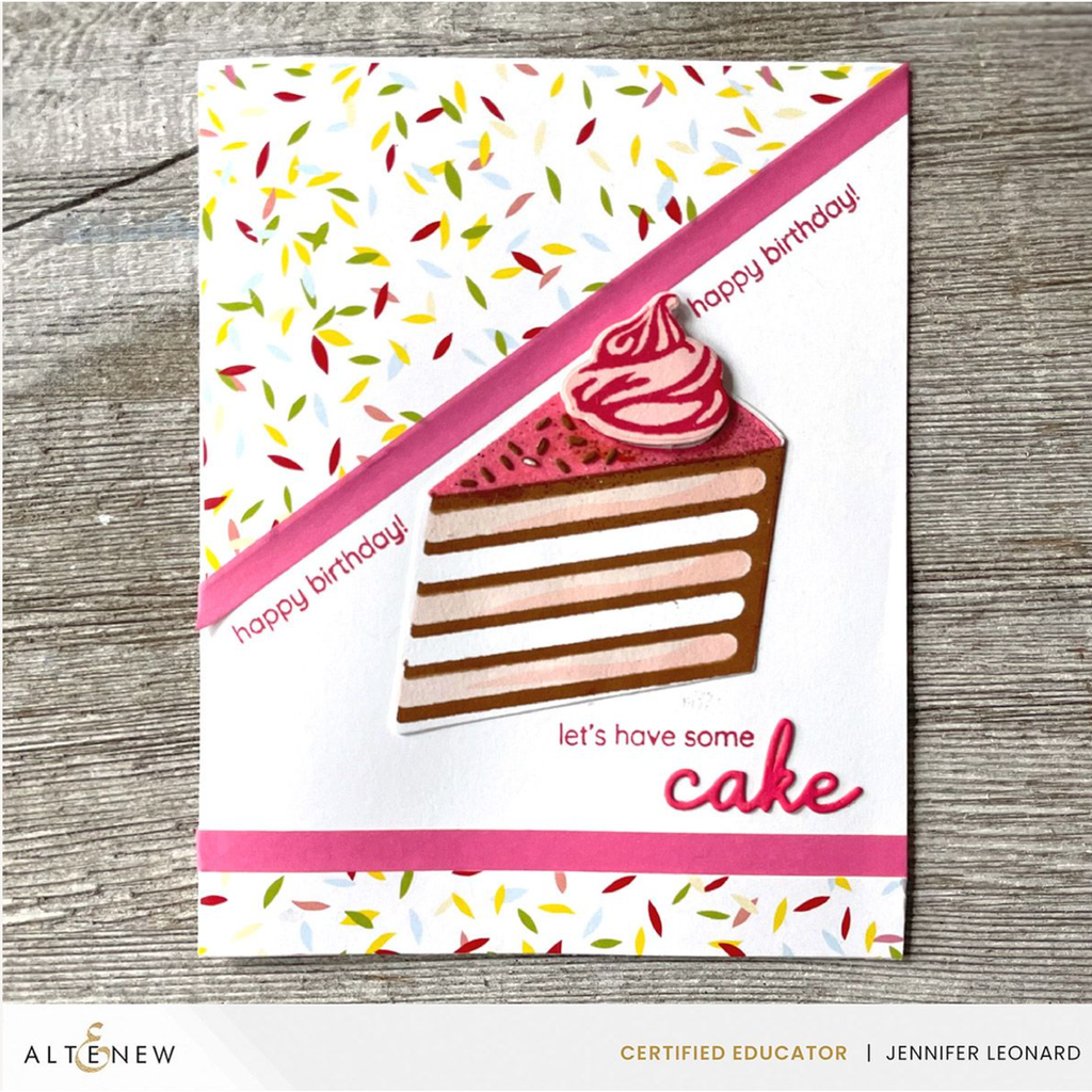 Altenew Mini Delight Cut the Cake Stamp and Die Set alt8192bn happy birthday