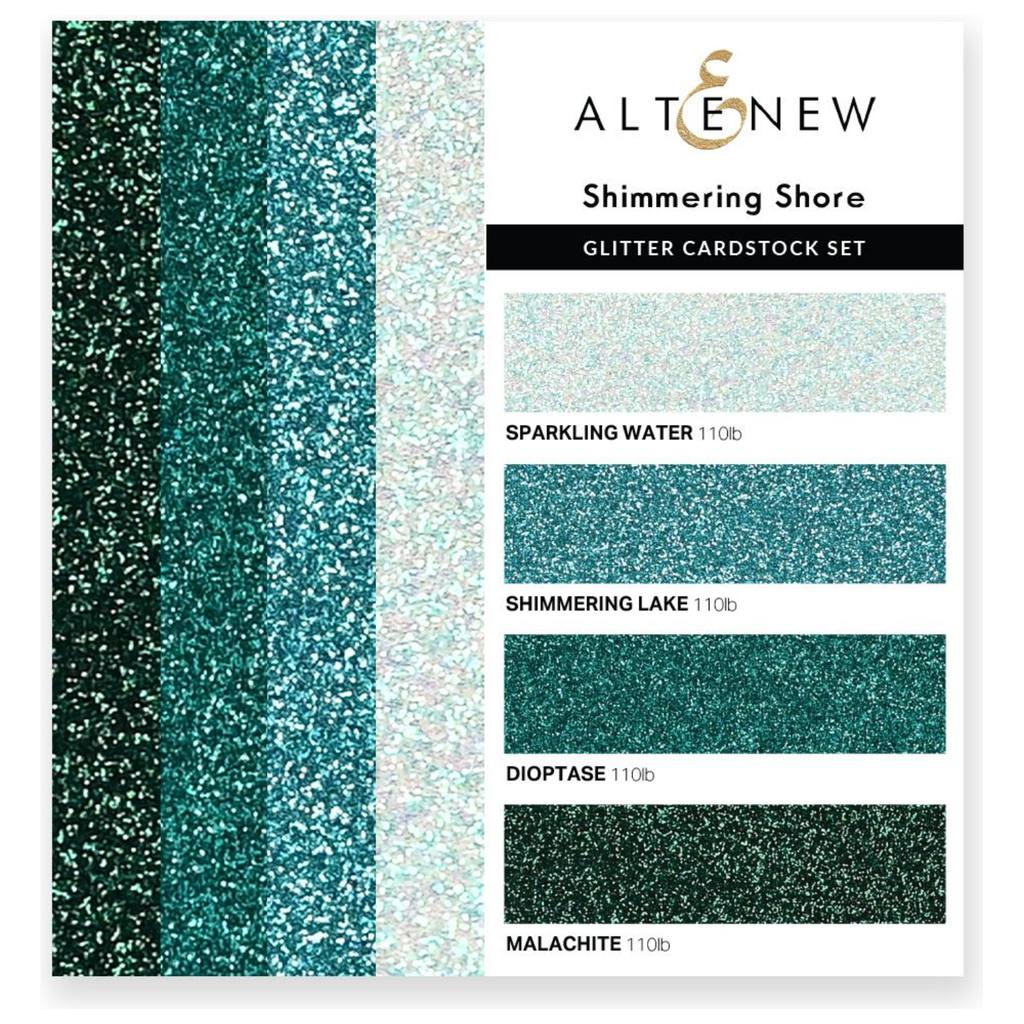 Altenew Glitter Gradient Cardstock Set Shimmering Shore, 4 Colors, 16 sheets alt8057