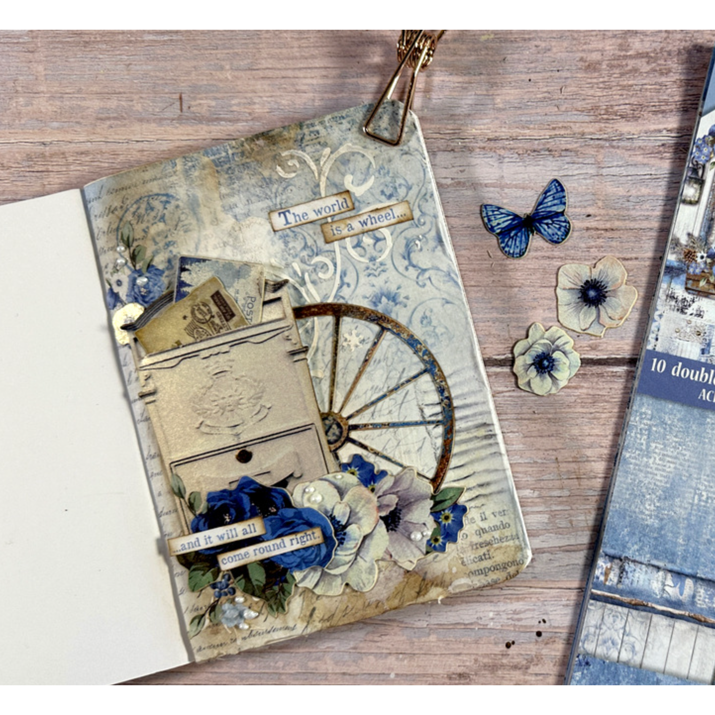 Junk Journal Supplies, Ephemera, Blue Dreamy Junk Journal Kit Word Tags