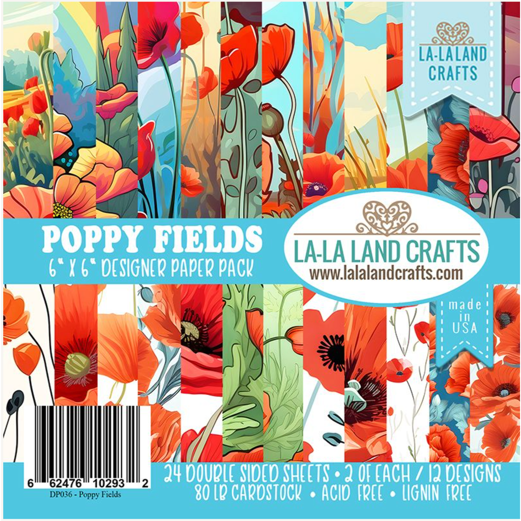 La-La Land Crafts Poppy Fields 6x6 inch Paper Pad dp036