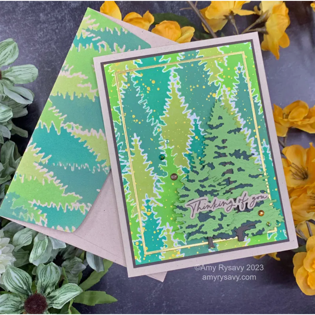 Honey Bee Tall Pines Set Of 4 Layering Stencils hbsl-127 thinking | color-code:ALT01