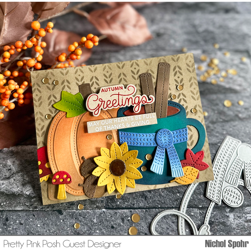 Pretty Pink Posh Fall Cornucopia Dies autumn greetings | color-code:ALT03