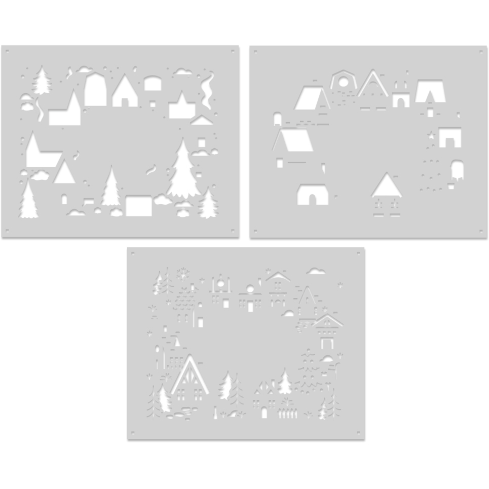 Hero Arts Color Layering Holiday Neighborhood Stencils sa259