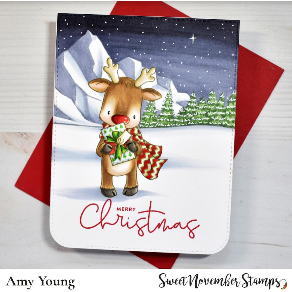 Sweet November Stamps Winter Wishes Reindeer Clear Stamp Set sns-wn-wr-23 amy