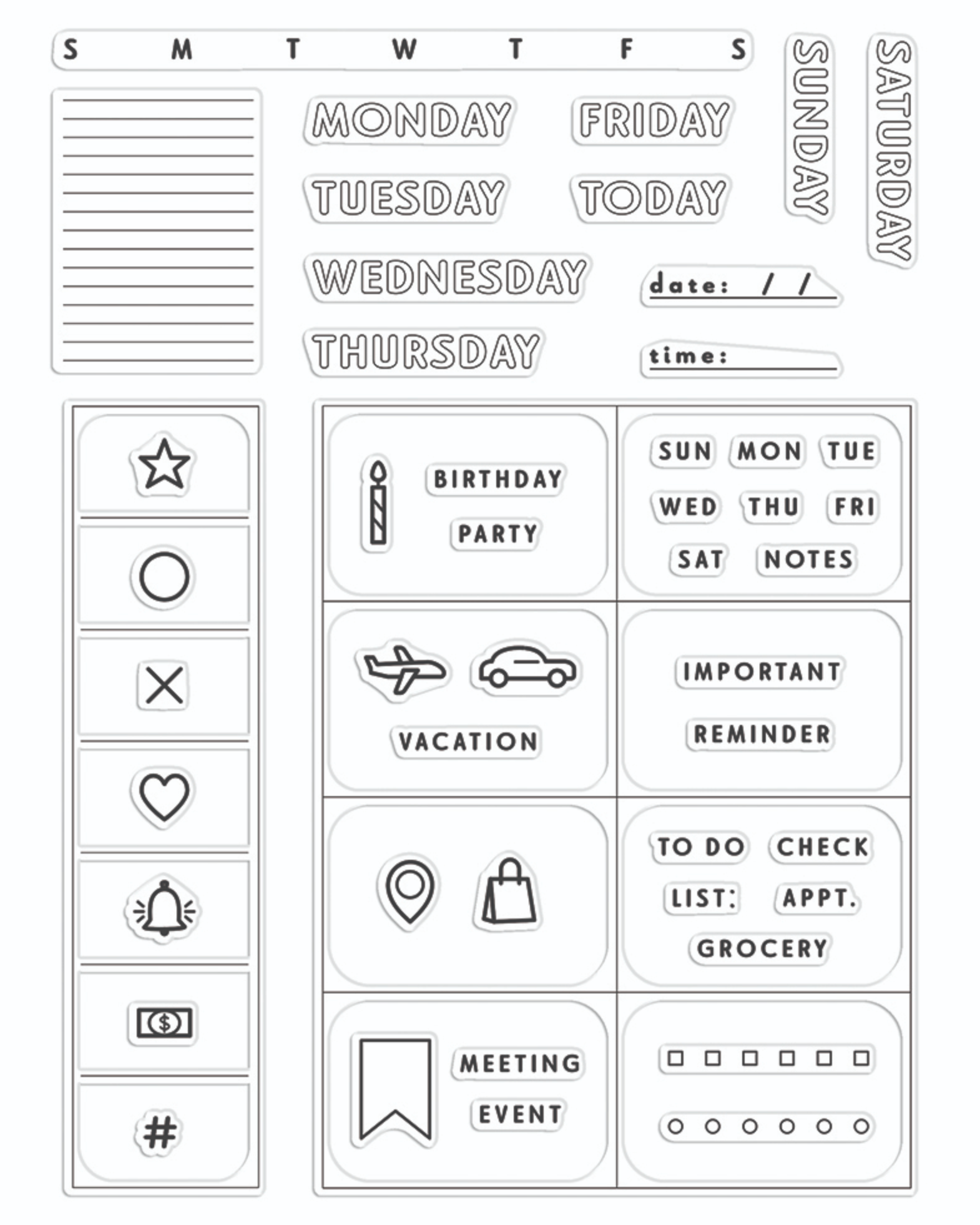 To Do List Stamp, Circles, Planner Stamps