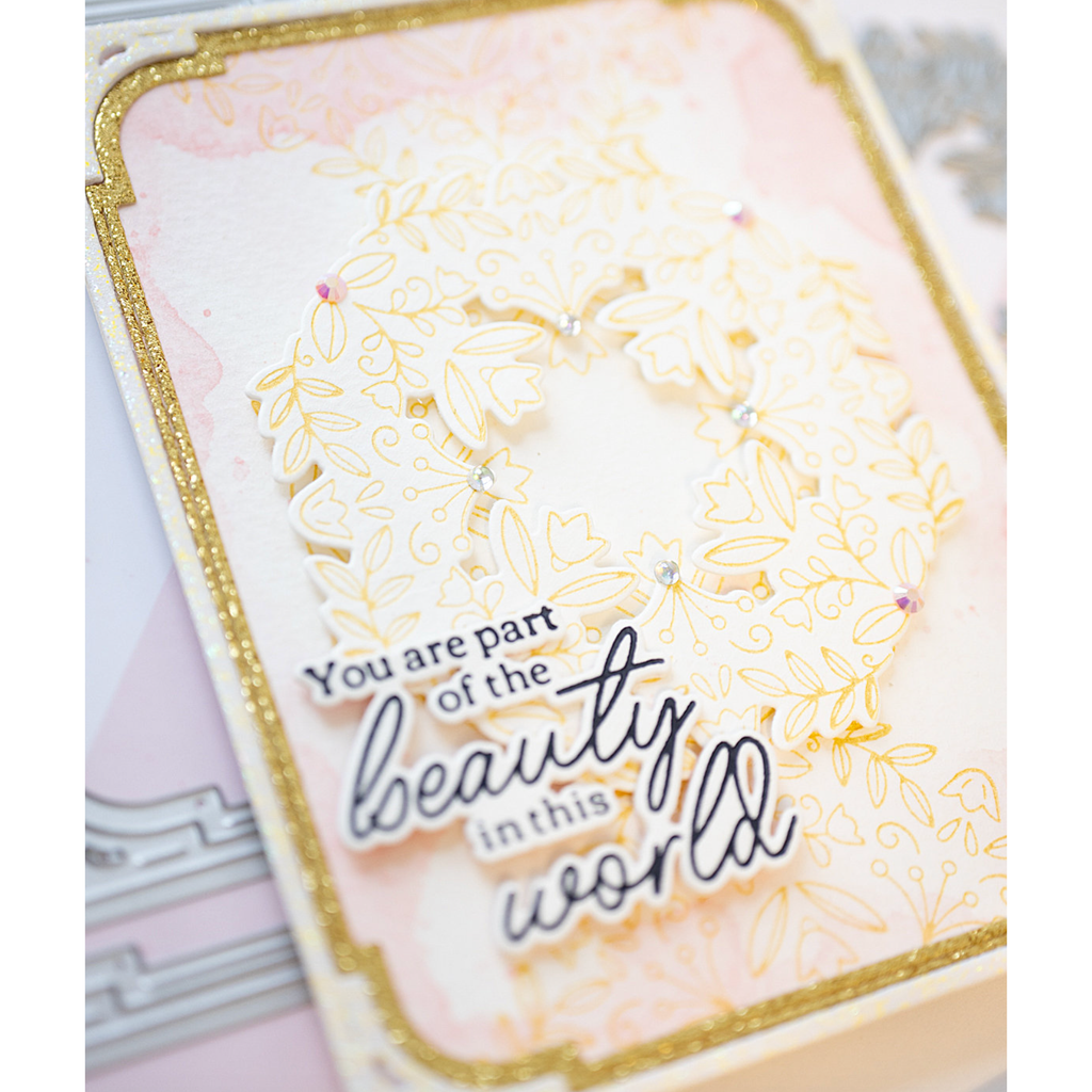 Pinkfresh Studio Essentials 8.5 x 11 Glitter Cardstock Ivory 6 Sheets pf151es Gold Beauty Card | color-code:ALT02