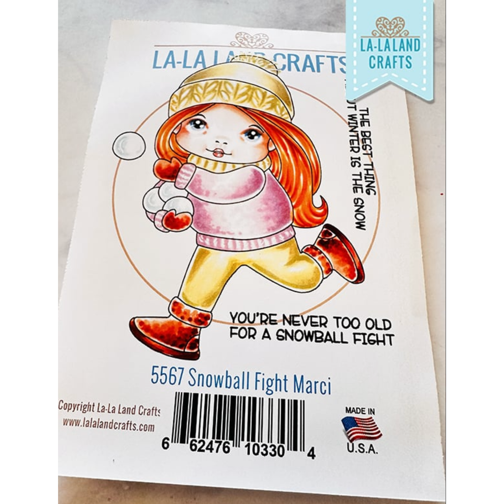 La-La Land Crafts Cling Stamp Snowball Fight Marci 5567