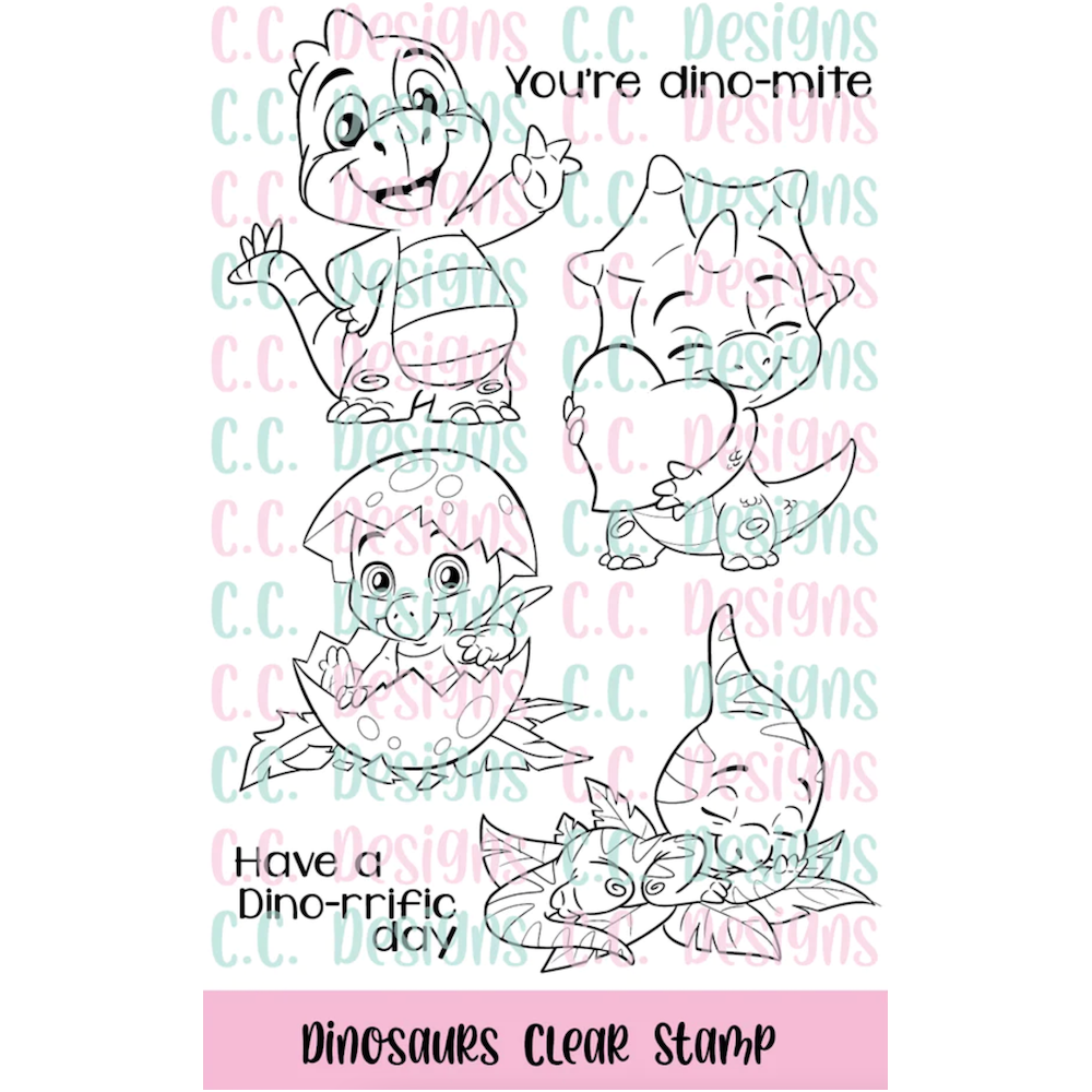 C.C. Designs Dinosaurs Clear Stamp Set ccd-0346