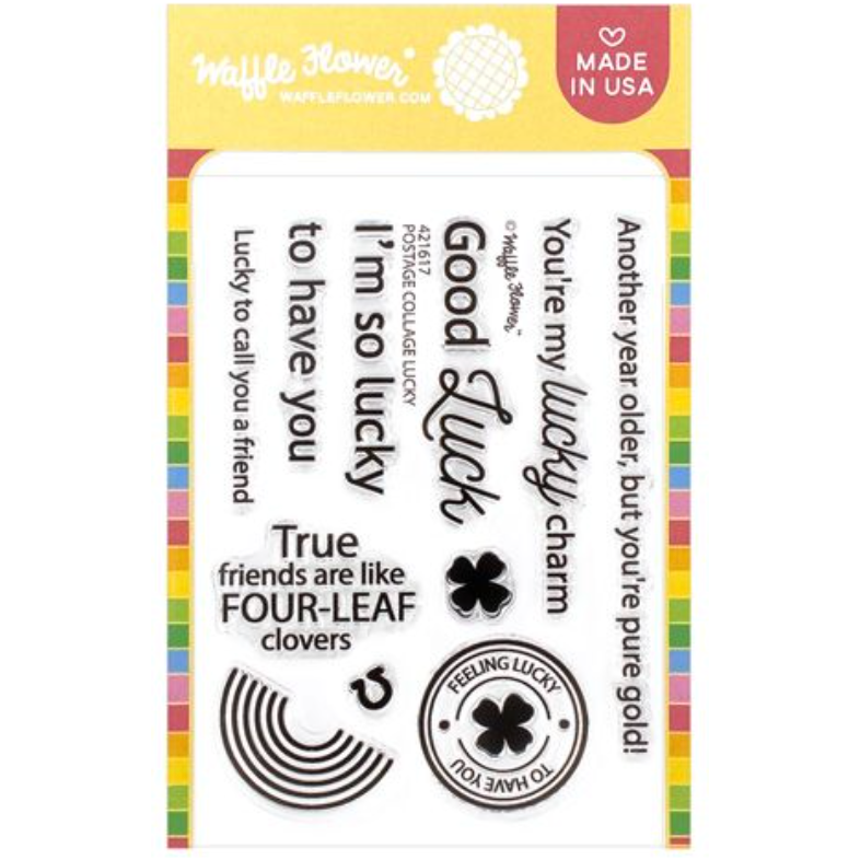 Waffle Flower Postage Collage Lucky Clear Stamps 421617