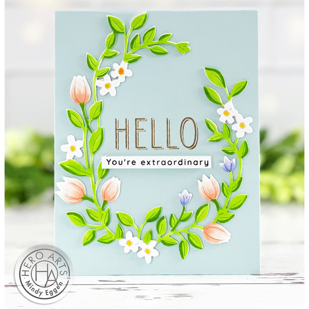 Hero Arts Fancy Cuts Die Floral Wreath df178 hello