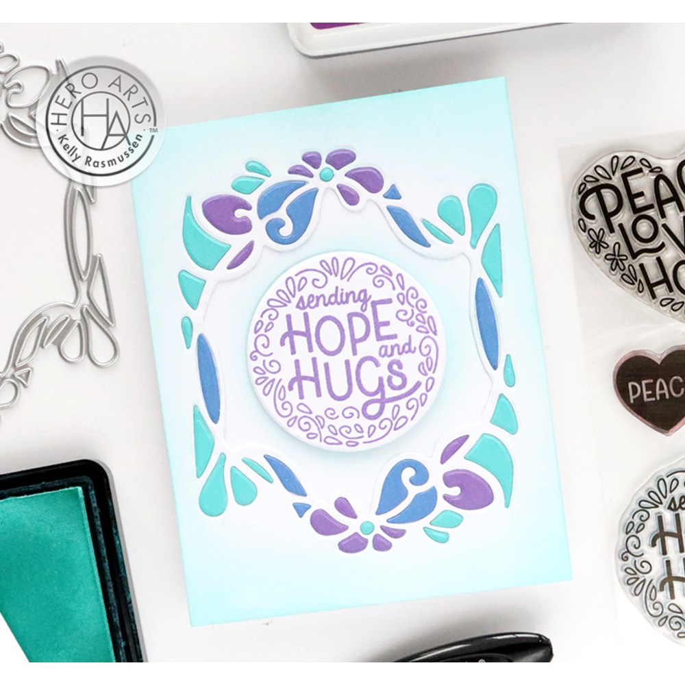 Hero Arts Peace and Love Clear Stamp and Die Set sb400 sending hope