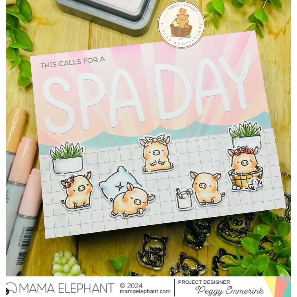 Mama Elephant Clear Stamps Little Pig Agenda spa day