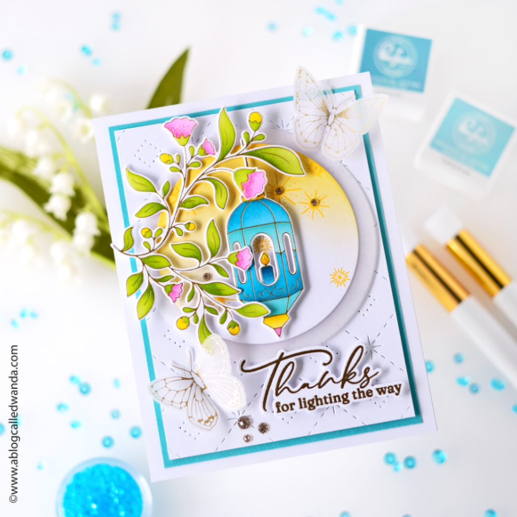 Pinkfresh Studio Lantern Botanicals Hot Foil Plate 219824 Lighting The Way Card | color-code:ALT01