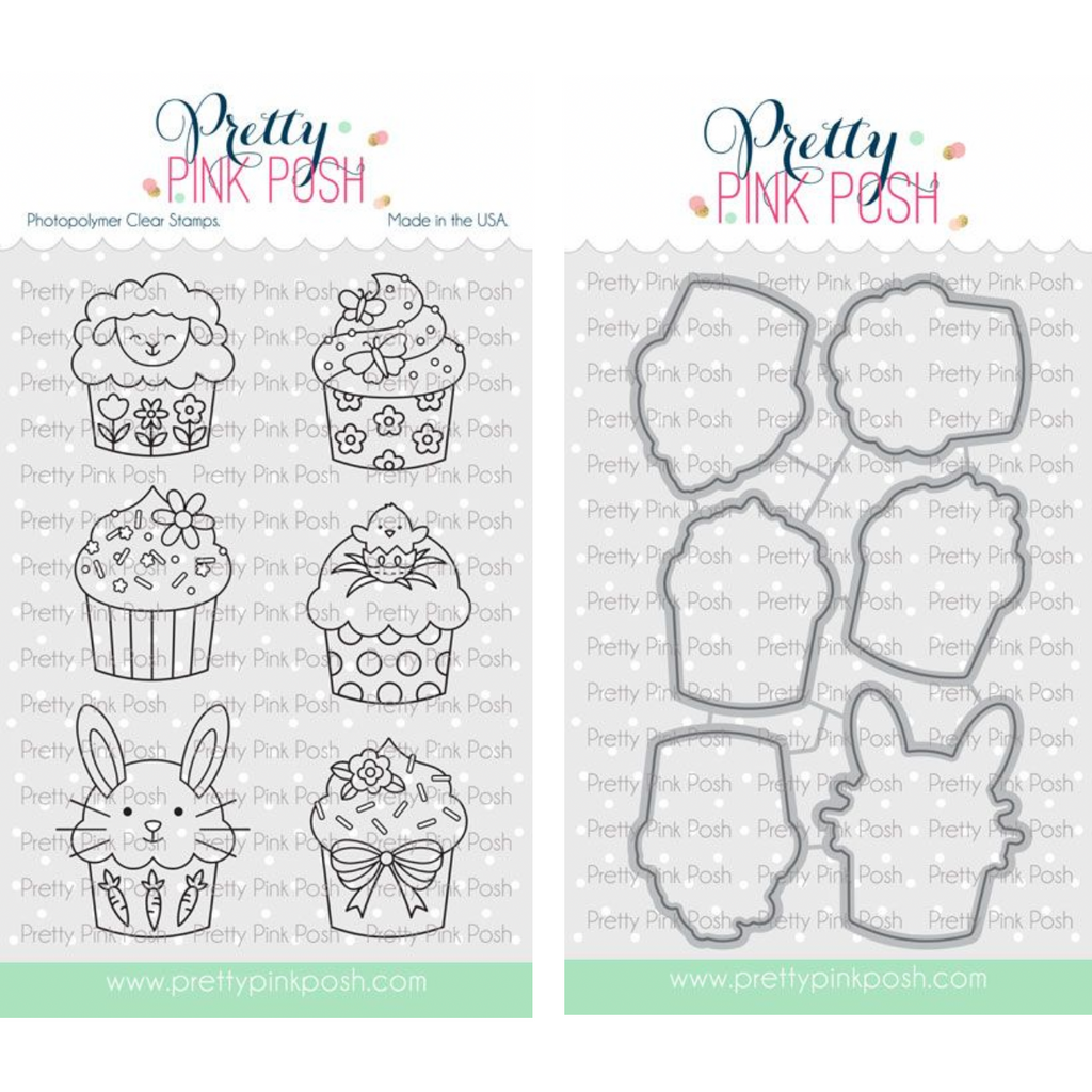 Pretty Pink Posh Easter Cupcakes Clear Stamp and Die Set