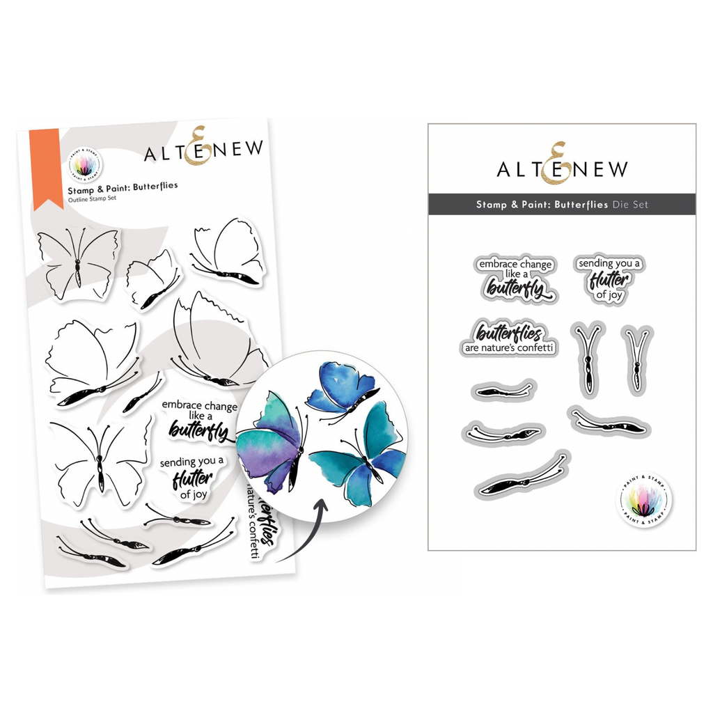 Altenew Paint and Stamp Butterflies Clear Stamp and Die Set