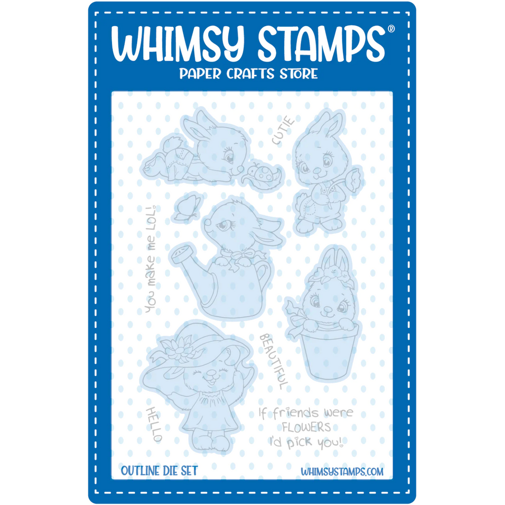 Whimsy Stamps Bunnies in the Garden Outline Dies wsd256