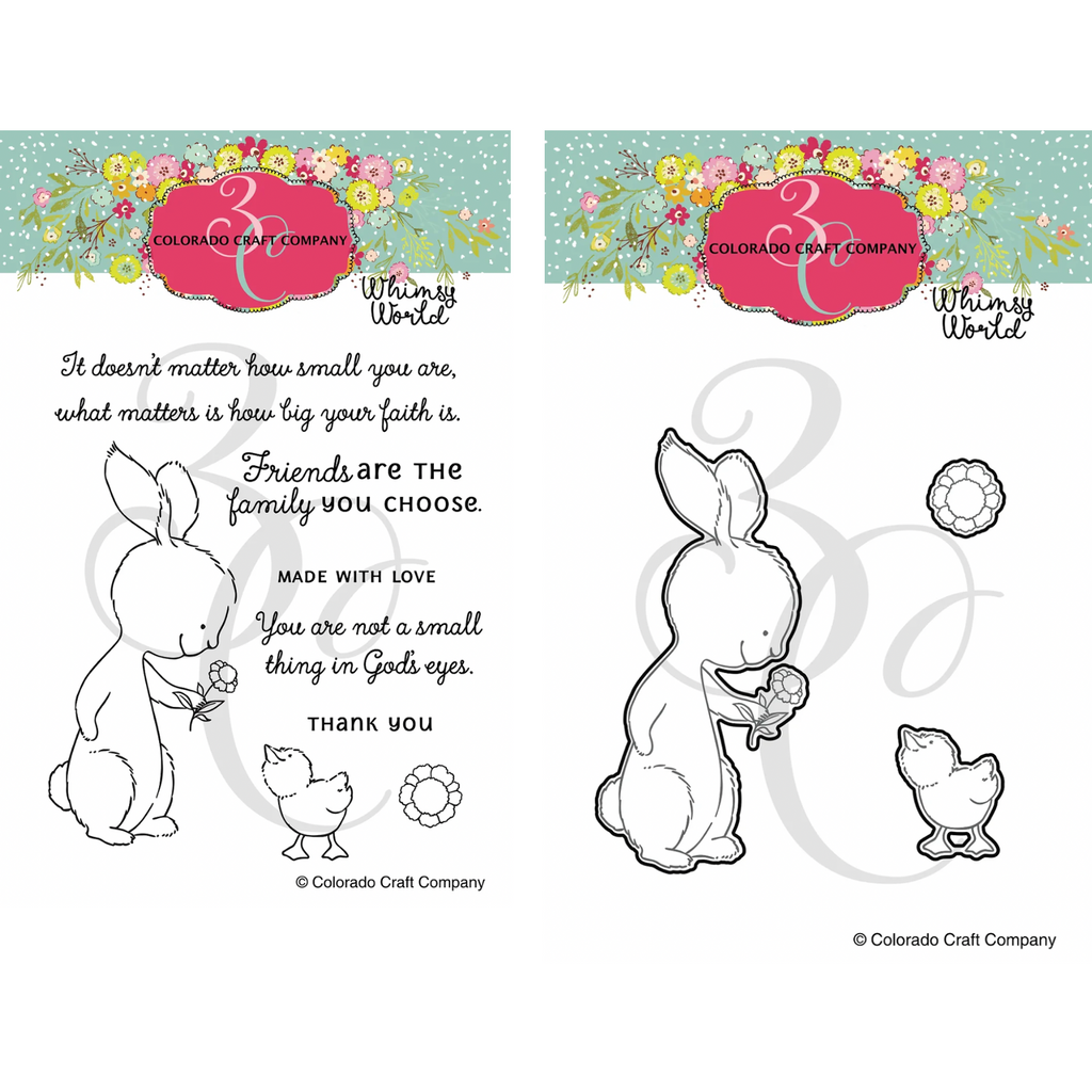 Colorado Craft Company Whimsy World Bunny and Duckling Clear Stamp and Die Set