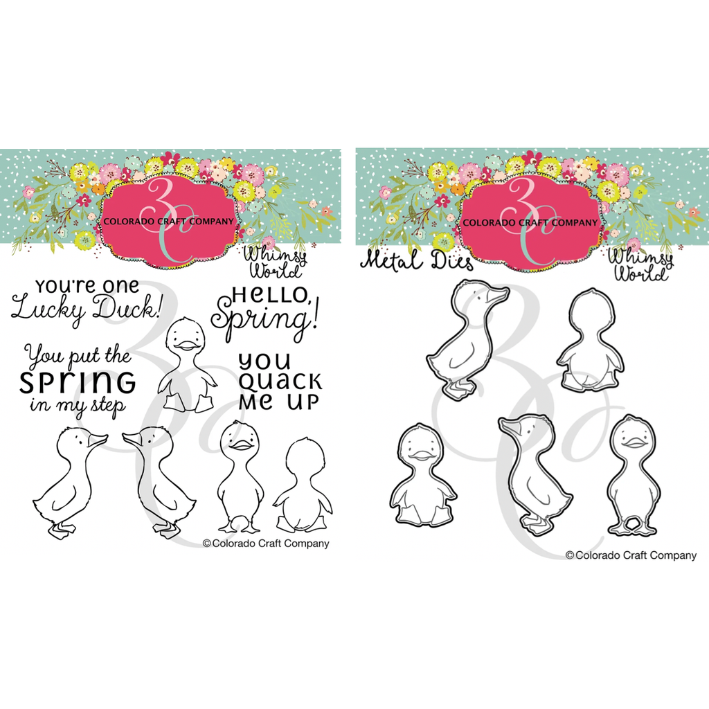 Colorado Craft Company Whimsy World Lucky Duck Clear Stamp and Die Set