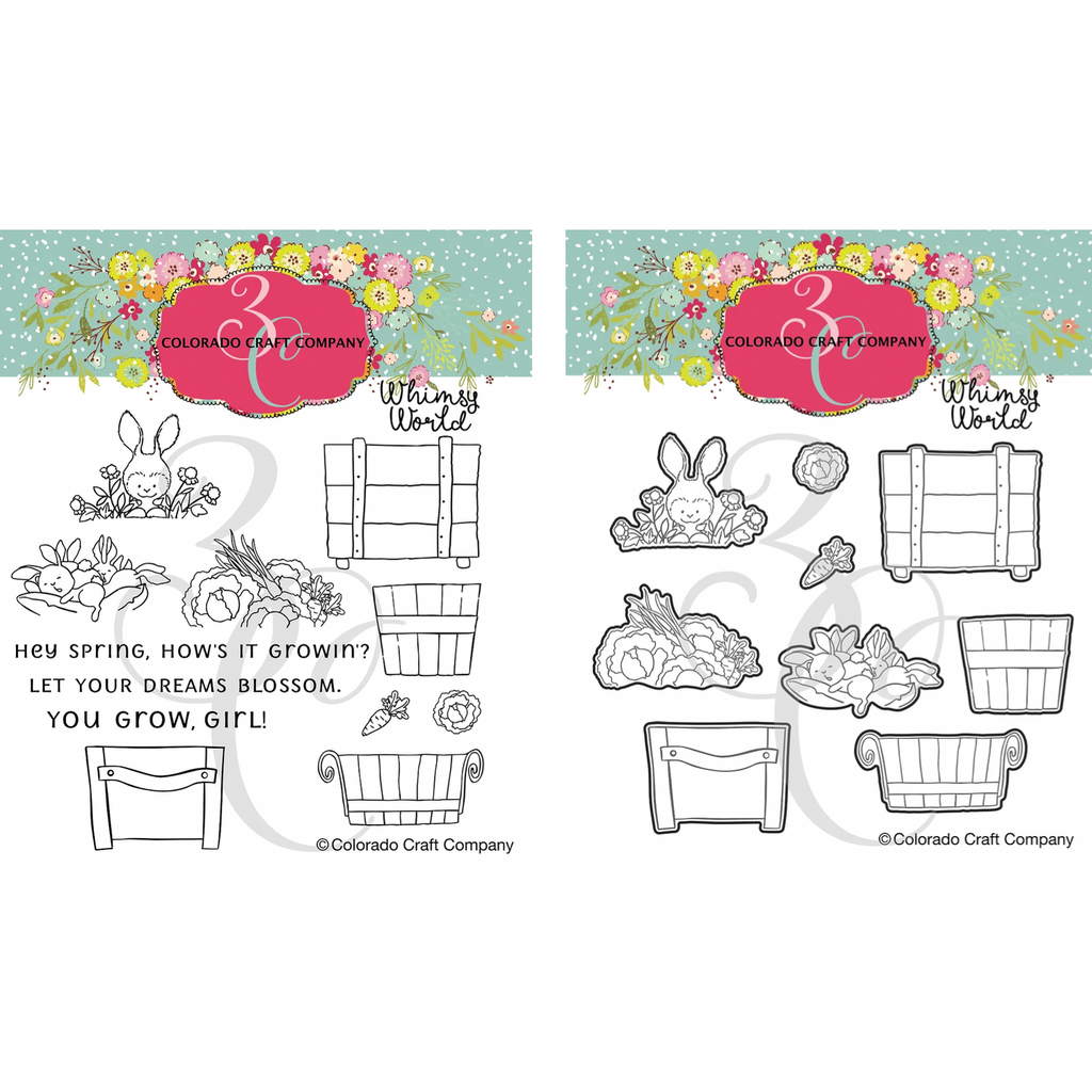 Colorado Craft Company Whimsy World Dreams Blossom Clear Stamp and Die Set