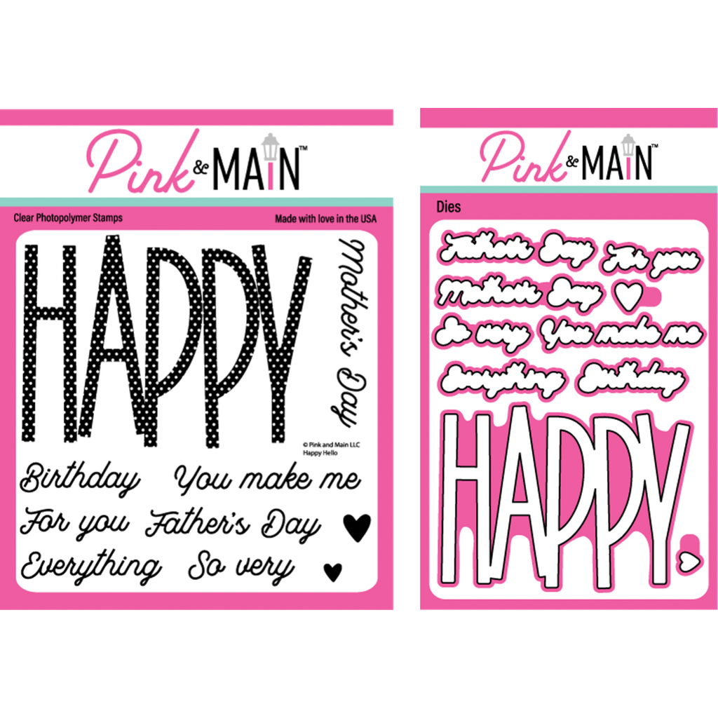 Pink and Main Happy Hello Clear Stamp and Die Set