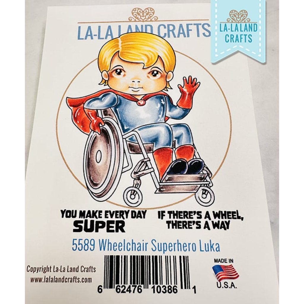 La-La Land Crafts Wheelchair Superhero Luka Cling Stamp 5589