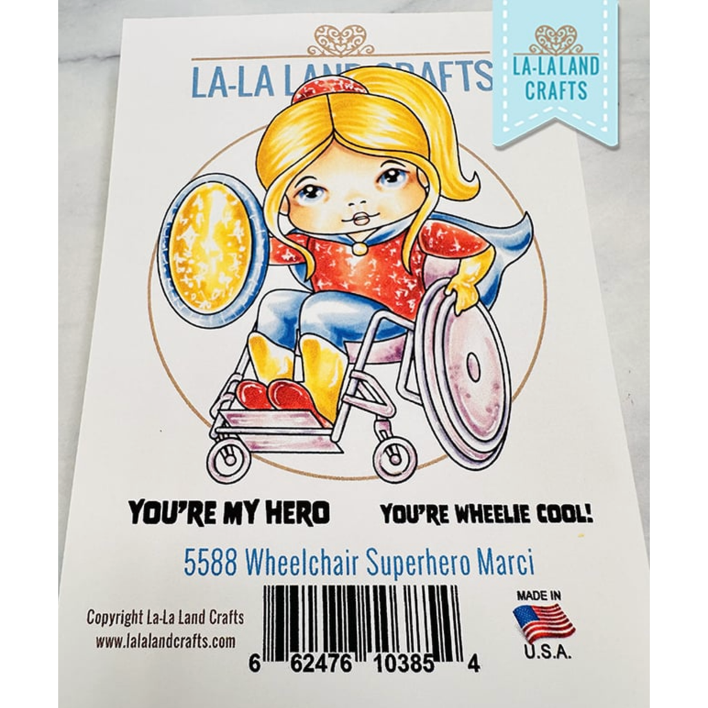 La-La Land Crafts Wheelchair Superhero Marci Cling Stamp 5588