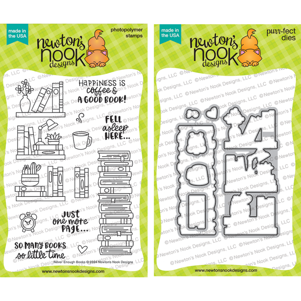 Newton's Nook Designs Never Enough Books Clear Stamp and Die Set