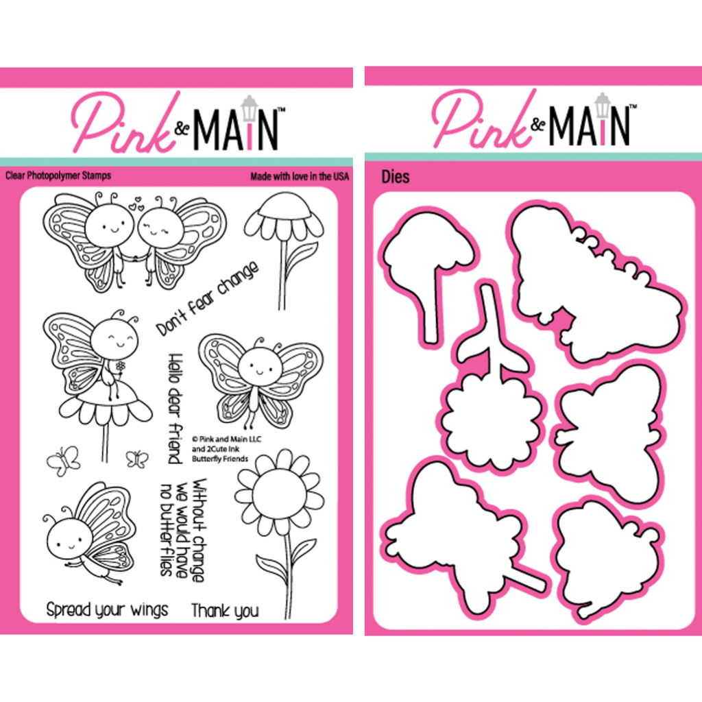 Pink and Main Butterfly Friends Clear Stamp and Die Set