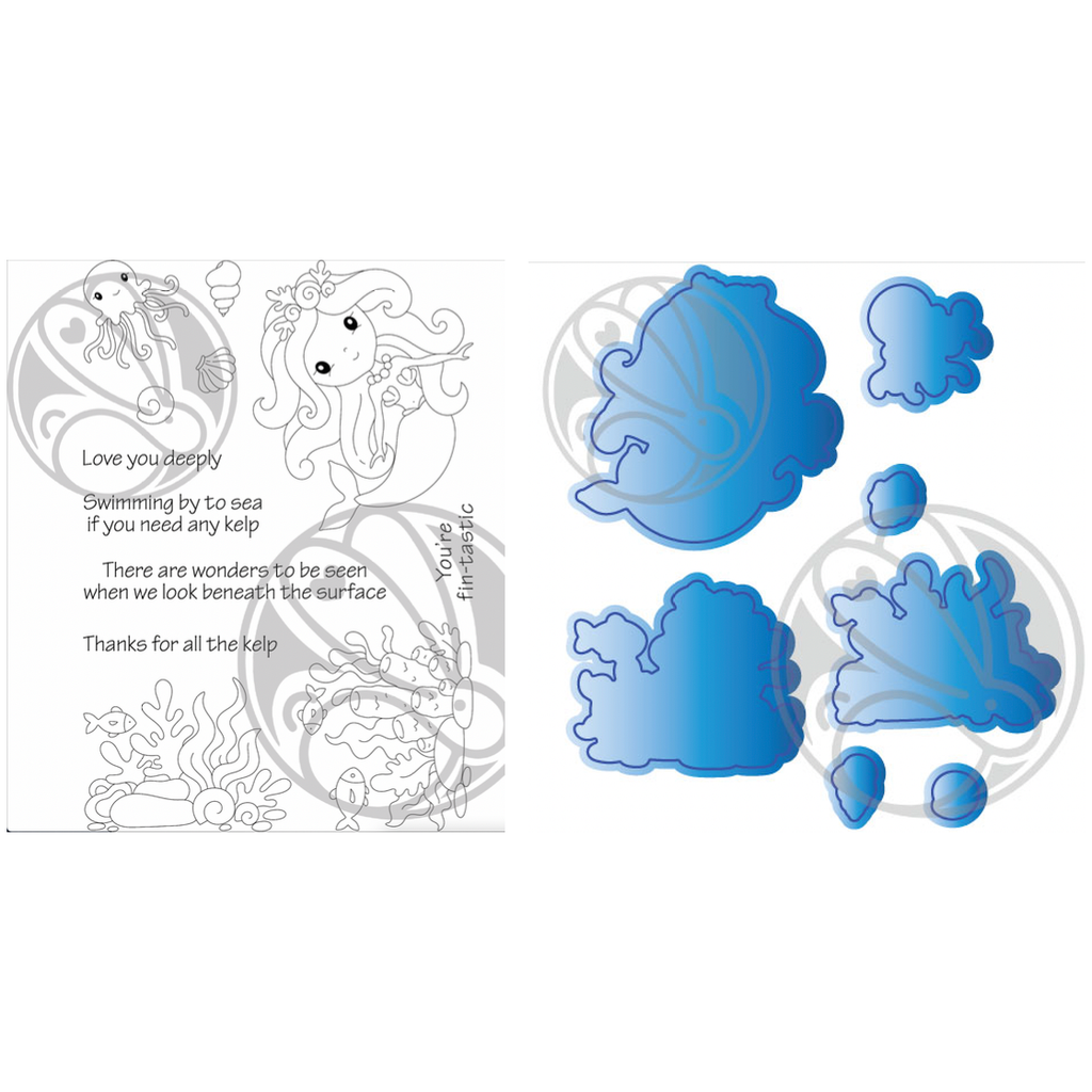 The Rabbit Hole Designs Fin Tastic Clear Stamp and Die Set