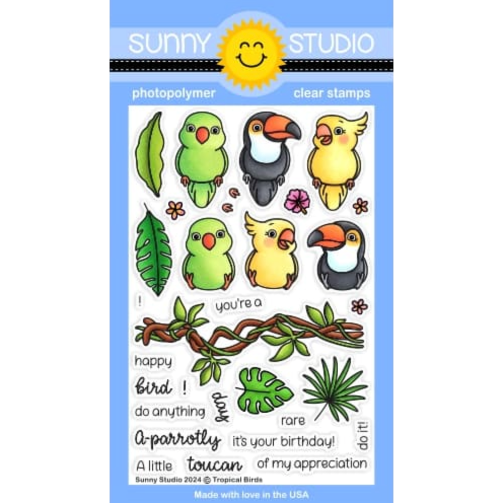 Sunny Studio Tropical Birds Clear Stamps sscl-374