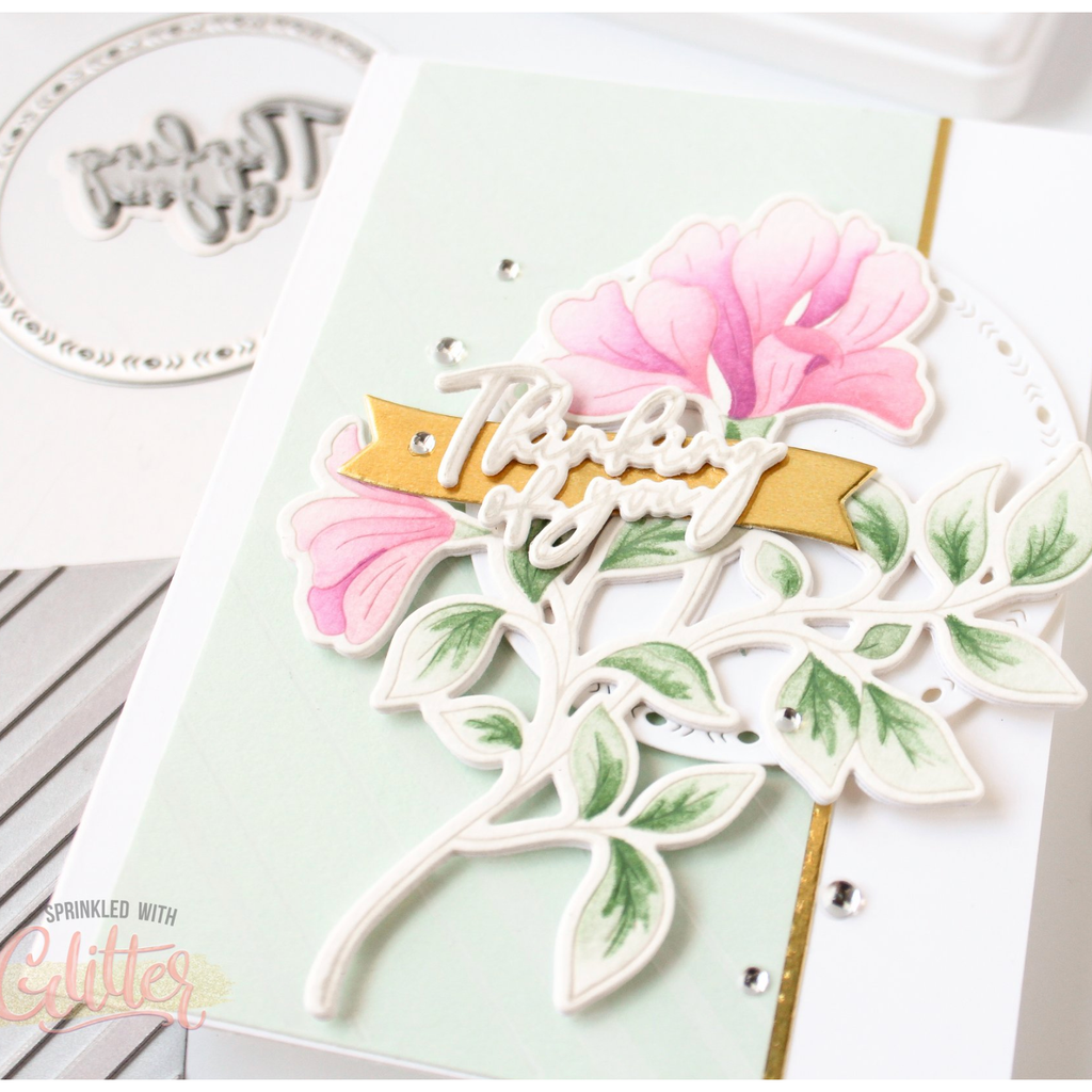 Pinkfresh Studio Diagonal Plaid And Plaid Press Plates Bundle Floral Encouragement Card | color-code:ALT01