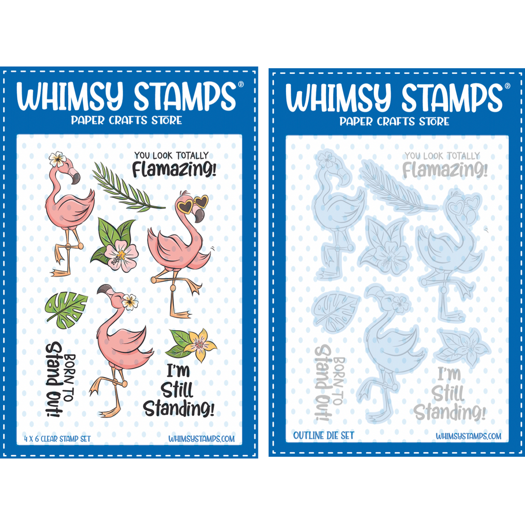 Whimsy Stamps Flamingo Summer Clear Stamp and Die Set