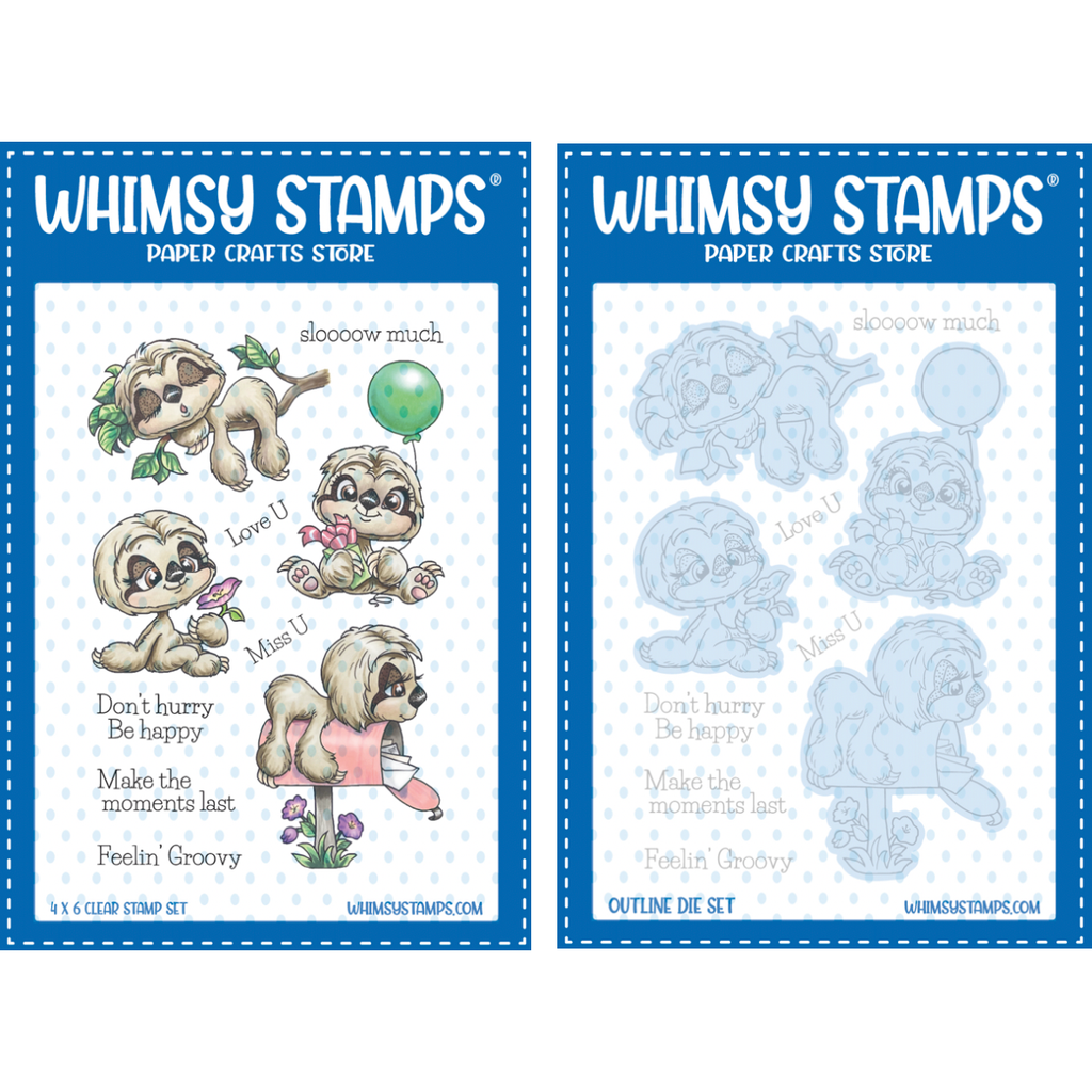 Whimsy Stamps Sloth Moments Clear Stamp and Die Set