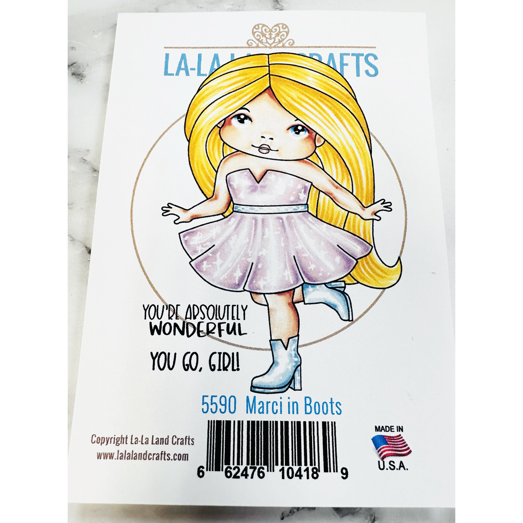 La-La Land Crafts Marci in Boots Rubber Cling Stamp 5590