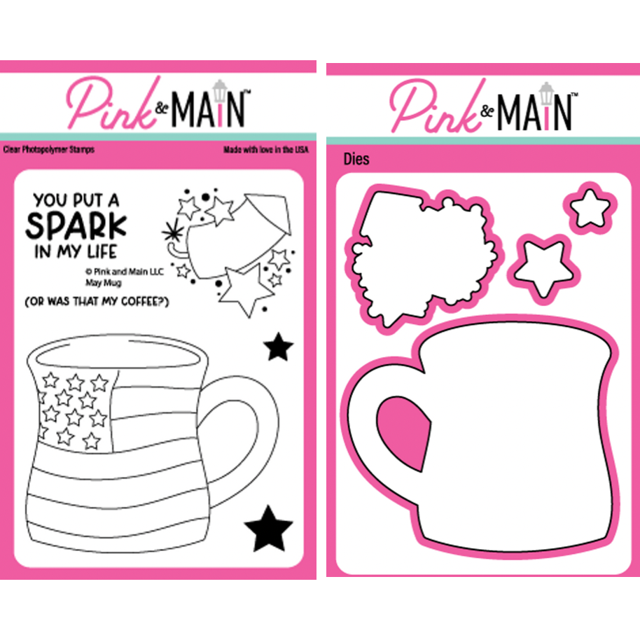 Pink and Main May Mugs Clear Stamp and Die Set