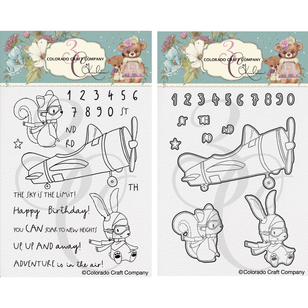 Colorado Craft Company Kris Lauren Adventure in the Air Clear Stamp and Die Set